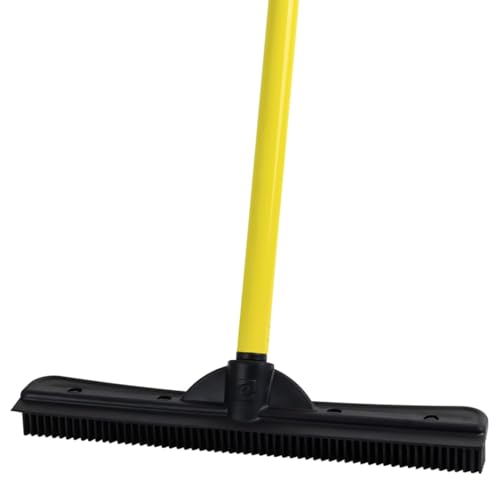 FURemover Original Indoor Pet Hair Rubber Broom with Carpet Rake and Squeegee, Black and Yellow von FURemover