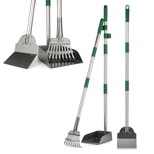 FUSBUNTY Kotschaufel, langer Griff, Hundekotschaufel, robuster Edelstahl-Rechen mit Tablett und Spaten-Set zur Entfernung von Haustierabfällen, für Gras, Schmutz oder Kies, Grün FUSBUNTY Kotschaufel, langer Griff, Hundekotschaufel, robuster Edelstahl-Rechen mit Tablett und Spaten-Set zur Entfernung von Haustierabfällen, für Gras, Schmutz oder Kies, Grün von FUSBUNTY