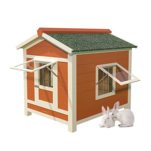 FUSKANG Kaninchenhütten für draußen, großes Kaninchenhaus aus Holz, abnehmbare obere Abdeckung für einfache Reinigung, luxuriöse, multifunktionale Kaninchenhütte (Größe: 98,8 x 79,8 x 86,9 cm) von FUSKANG