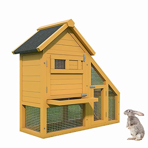 FUSKANG Massivholz-Haustiervilla, Kaninchenhütten für den Außenbereich, kleine Tierhäuser, Kaninchenkäfig, doppellagig, großer Platz mit Schubladenablage, luxuriös, mehrfaches Kaninchenhaus von FUSKANG