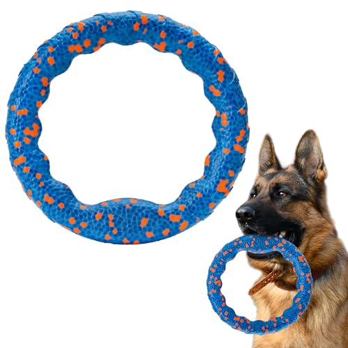 FUSOTO Hunderingspielzeug, unzerstörbare fliegende Scheiben zum Werfen Fangen, Wasser schwimmender Hundetrainingsring für mittelgroße große Rassen (Blau - φ22.9 cm) von FUSOTO