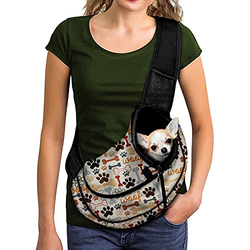 FUSURIRE Hundetragetasche mit verstellbarem Riemen, atmungsaktiv, für kleine Hunde und Katzen, für den Außenbereich, weich, für Männer, Jungen, Frauen, Mädchen, Beige von FUSURIRE