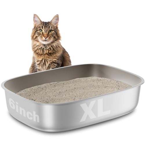 FUTAM Edelstahl-Katzentoilette, 57,9 x 41,9 x 15,2 cm, oval, Edelstahl-Katzentoilette, extra groß, XL-Metall-Katzentoilette für große Katzen, antihaftbeschichtete Oberfläche, leicht zu reinigen FUTAM Edelstahl-Katzentoilette, 57,9 x 41,9 x 15,2 cm, oval, Edelstahl-Katzentoilette, extra groß, XL-Metall-Katzentoilette für große Katzen, antihaftbeschichtete Oberfläche, leicht zu reinigen von FUTAM