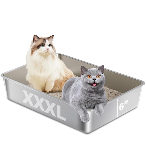 FUTAM Katzentoilette aus Edelstahl, 71,1 x 50,8 x 15,2 cm, Stahl-Klo, XXL, kein Geruch, extra große Metall-Katzentoilette für große Katzen, mehrere Katzen, antihaftbeschichtet, einfache Reinigung FUTAM Katzentoilette aus Edelstahl, 71,1 x 50,8 x 15,2 cm, Stahl-Klo, XXL, kein Geruch, extra große Metall-Katzentoilette für große Katzen, mehrere Katzen, antihaftbeschichtet, einfache Reinigung von FUTAM