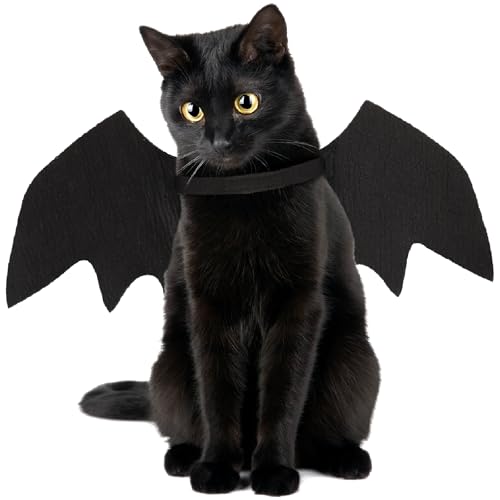 Fledermausflügel Katze,Halloween Fledermaus Katzekostüm,Katze Fledermausflügel,Einstellbar Katzes Fledermaus Flügel,Halloween Party Cosplay Dekoration Halloween Haustier Kostüm Schwarz/L von FUTERLY