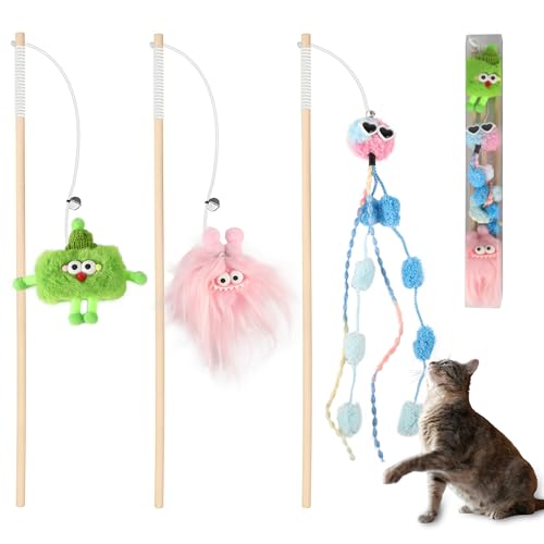 FUTURE FOOT Elastischer Katzenstab-Spielzeug, lustig, interaktiv, Plüsch, Katzen-Angelrute, Spielzeug mit Glocke, weiches Naturholz, Kätzchen, Schnurspielzeug für Indoor-Katzen, Kätzchen, gelangweilte FUTURE FOOT Elastischer Katzenstab-Spielzeug, lustig, interaktiv, Plüsch, Katzen-Angelrute, Spielzeug mit Glocke, weiches Naturholz, Kätzchen, Schnurspielzeug für Indoor-Katzen, Kätzchen, gelangweilte von FUTURE FOOT