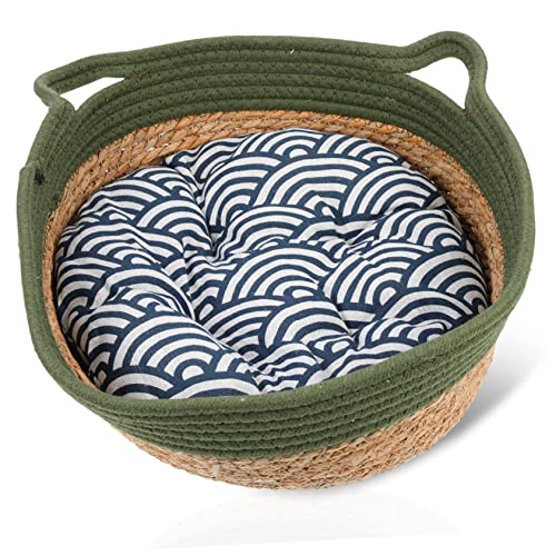 FUTUREORYY 1 Satz Katzenbett aus Geflochtenem Material Kleines Pet Nest mit Baumwollmatte Gemütlicher Schlafplatz für Katzen für Jahreszeiten Teiliges FUTUREORYY 1 Satz Katzenbett aus Geflochtenem Material Kleines Pet Nest mit Baumwollmatte Gemütlicher Schlafplatz für Katzen für Jahreszeiten Teiliges von FUTUREORYY