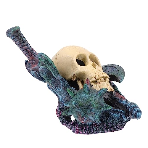 FUTUREORYY 1 Stück Aquarium Dekoration Harz Skull Ornament für Fischbecken Langlebiges Aquarium Landschaftsbau Zubehör Sicher für Fische und Pflanzen Wohn und Bürodekoration von FUTUREORYY
