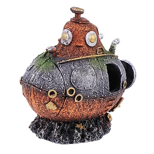 FUTUREORYY 1 Stück Aquarium Submarine Wreckage Ornament Resistente Harz Dekoration für Aquarien Lebendige Unterwasserwelt für Garnelen und Fische Pflegeleicht und Langlebig von FUTUREORYY