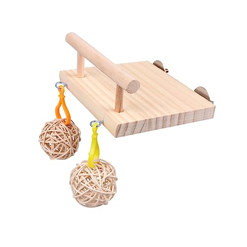 FUTUREORYY Hängendes Papageienspielzeug Aus Holz Für Vögel Kreative Schaukel Mit Kauspielzeug Und Rattanball Geeignet Für Wellensittiche Nymphensittiche Und Kleine Papageien Fördert Bewegung von FUTUREORYY