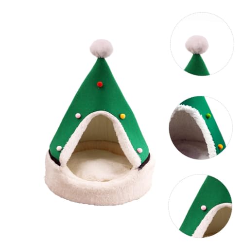 FUTUREORYY 1 Stück Weihnachtsbaumhund Zwinger Katze Kennel Häuser Warm klein entzückende Katzenform Haustierhaus Outdoor-Katzenhaus für den Winter Weicher kurzer Plüschstoff Zufällige Farbe von FUTUREORYY