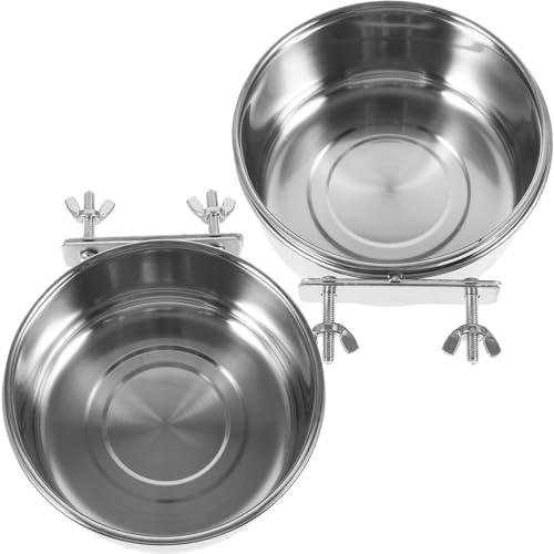 FUTUREORYY 2 Stück Edelstahl Vogelkäfig Futternapf mit Schraubenbefestigung für Papageien Wellensittiche Kaninchen Vielseitiger Futter Wasserspender von FUTUREORYY