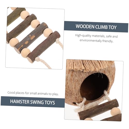 FUTUREORYY 2 Stück Hamster Hängematte Kokosnussschale Nest mit Leiter Teiliges Kleintier Schlafplatz Hängebett für Käfig Zwerghamster Meerschweinchen Sichere Versteckhöhle von FUTUREORYY
