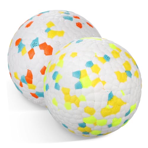 FUTUREORYY 2 Stück Interaktiver Strapazierfähiger Hundeball Bouncy TPU Kauspielzeug Schwimmfähig Molarfreundlich Kompakt für Spielerisches Zahnreinigung und Apportierspaß von FUTUREORYY