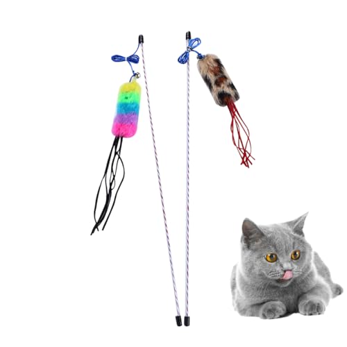 FUTUREORYY 2 Stück Katzenangel Plüsch Katzen Teaser mit Interaktivem Design für Aktives Zufällige Zufällige Farbe von FUTUREORYY