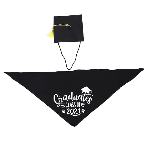 FUTUREORYY 2 Stück Teiliges Haustier Abschlussmütze mit Quaste und Schwarzes Bandana für Graduation Party Geburtstagsfeiern Fotografie für Kleine bis Große von FUTUREORYY