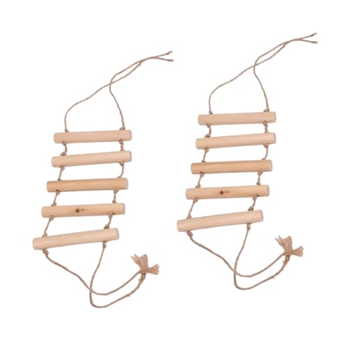FUTUREORYY 2 Stück Teiliges Vogelspielzeug aus Holz mit Kletterleiter und Schaukel für Papageien Langlebig und Sicher Fördert Balance und Koordination für Wellensittiche und Kleine Vögel von FUTUREORYY