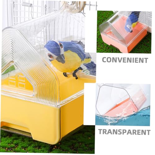 FUTUREORYY 2 Stück Vogelbadewanne zum Aufhängen Transparente Duschbox mit Schublade für Wellensittiche und Kleine Papageien Multifunktional als Bade Trink und Futterstation Geeignet von FUTUREORYY