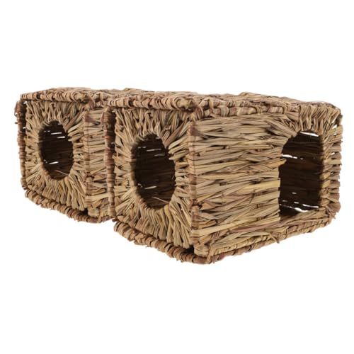 FUTUREORYY 2 Stücke Hasennest Aus Stroh Hasenhäuser Kaninchenversteck Meerschweinchen Versteck Meerschweinchenhäuser Und Verstecke Hasenversteck Kaninchenhaus Chinchilla-hütte Hasenhaus Gras von FUTUREORYY