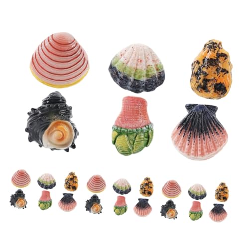 FUTUREORYY 24 Stück Teiliges Mini Muschelset aus Widerstandsfähigem Resin Naturnahe Meeresdekorationsfiguren Farbecht und Kompakt für Kleine Aquarien und Belebende Fischumgebungen von FUTUREORYY