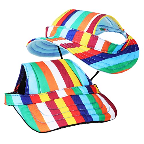 FUTUREORYY 2Stücke Baseballkappen Für Kleine Einstellbare Outdoor Sporthüte Mit Breitem Und Ohrlöchern Rainbow Und Gestreift Sonnenschutz von FUTUREORYY