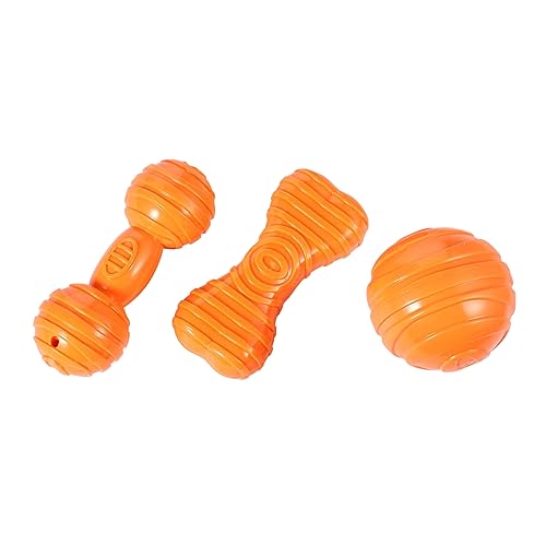 FUTUREORYY 3stücke Teiliges Set TPR Kauspielzeug Für Hunde Plüsch Quietschspielzeug Orange Für Welpen Kauen Spielen Für Zahnpflege von FUTUREORYY