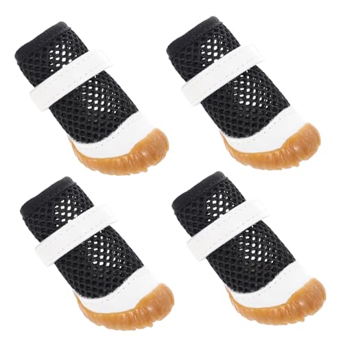 FUTUREORYY 4 Stück Atmungsaktive Hundeschuhe aus Mesh Teiliges für Welpen mit Rutschfester Sohle Pfotenschützend und Einfach Anzuziehen für Heiße Sommertage von FUTUREORYY