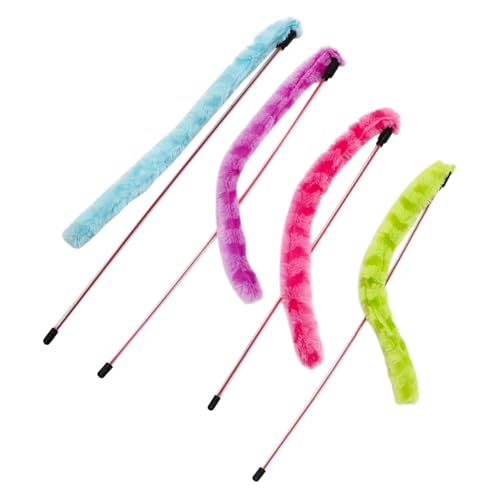 FUTUREORYY 4 Stück Interaktives Katzen Spielzeugset Lustige Katzenangel mit Glockendesign Attraktives Katzenspielzeug für Gesunde Bewegung Ihrem Haustier Zufällige Farbe von FUTUREORYY