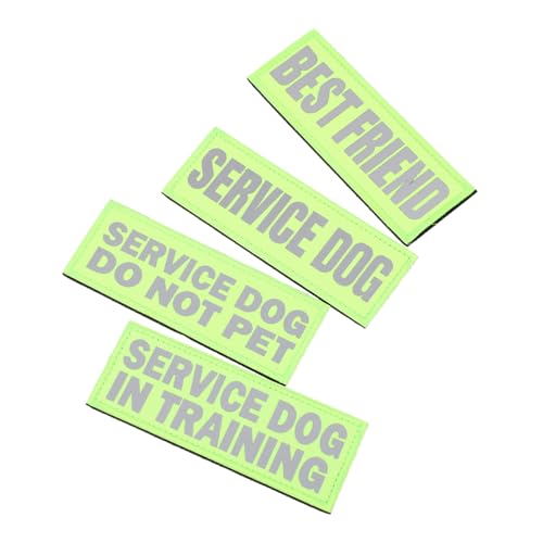 FUTUREORYY 4 Stück Reflektierende Service Dog Patches Teiliges aus Langlebigem Nylon Leichte Tragbare Hundehalsband Aufnäher für Haustiere bei Nacht für Outdoor und Fotosessions von FUTUREORYY