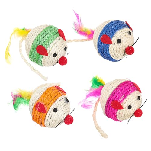 FUTUREORYY 4 Stück Sisal Ball Interaktives Für Katzen Katzenspielzeug Knisterbälle Katzenball Pelziger Ratten Teaser Katzen Interaktives Katzenjagdspielzeug Zufällige Farbe von FUTUREORYY