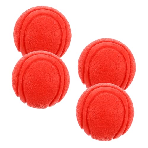 FUTUREORYY 4 Stück Spielzeugball Für Haustiere Gummibälle Für Hunde Katze Behandeln Ball Kleine Bälle Für Hunde Hüpfball Für Katzen Kauspielzeug Aus Gummi Kleine Hundebälle Hundeball Rot von FUTUREORYY