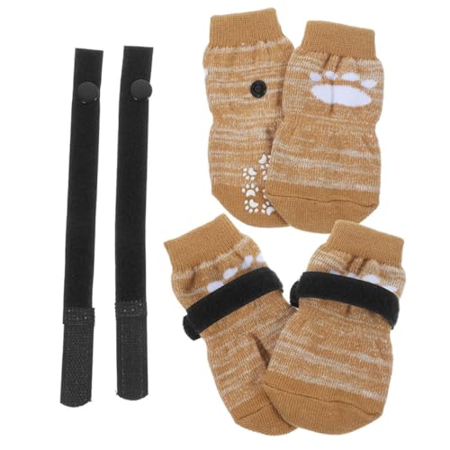 FUTUREORYY 4 Stück Teiliges rutschfeste Hundesocken mit Verstellbarem Ringverschluss Pfotenschutz für Kleine Hunde Warme Pfotensocken für Glatte Böden und Outdoor Schutz von FUTUREORYY