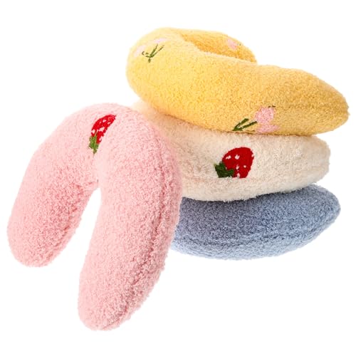 FUTUREORYY 4 Stück U Förmiges Katzenkissen Flauschiger Nackenkissen für Katzen für Tiefen Schlaf Bequemes und Hautfreundliches Material Weiß Rosa Blau und Gelb von FUTUREORYY