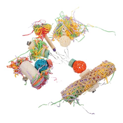 FUTUREORYY 5 Stück Teiliges Buntes Vogel kauspielzeug zum Aufhängen Robust und Beißfest für Papageien und Wellensittiche Fördert Bewegung und Beschäftigung Natürliches Kauspielzeug für von FUTUREORYY