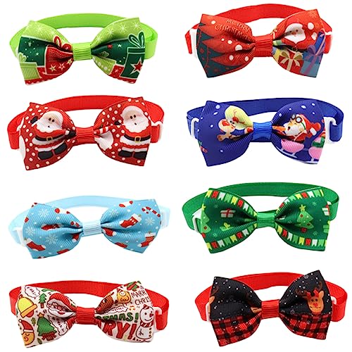 FUTUREORYY 8 Stück Teiliges Weihnachts Hundehalsband mit Verstellbaren Schleifen Niedliche Kostümaccessoires für Katzen Weihnachtsfeier Bequemes und Leichtes Design für Maximalen als für von FUTUREORYY