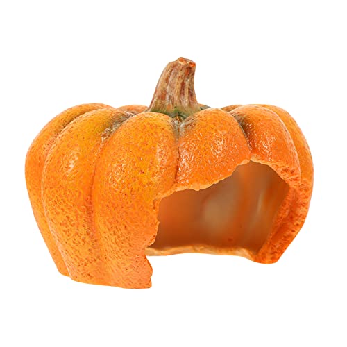 FUTUREORYY Aquarienlandschaftskürbis Versteck Terrarienlandschaft Requisit Reptiliendekor Reptiliengehäuse Pumpkin House Reptilien zubehör Harz-Kürbis- Schildkrötenhöhle Orange von FUTUREORYY
