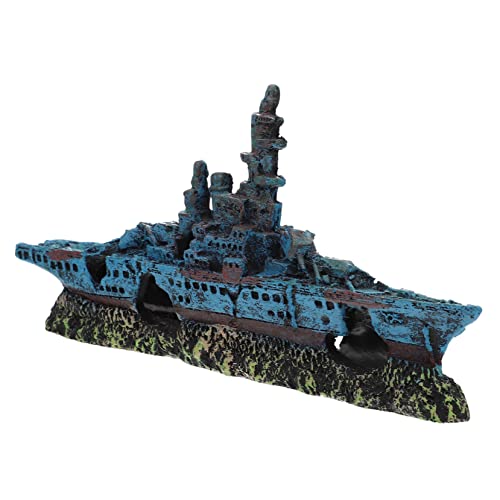 FUTUREORYY Aquarium Schiffswrack Dekoration aus Harz Kunstvolles Unterwasser Boot Ornament für Fischbecken und Aquarien Langlebige für Aquarium Stilvolle von FUTUREORYY