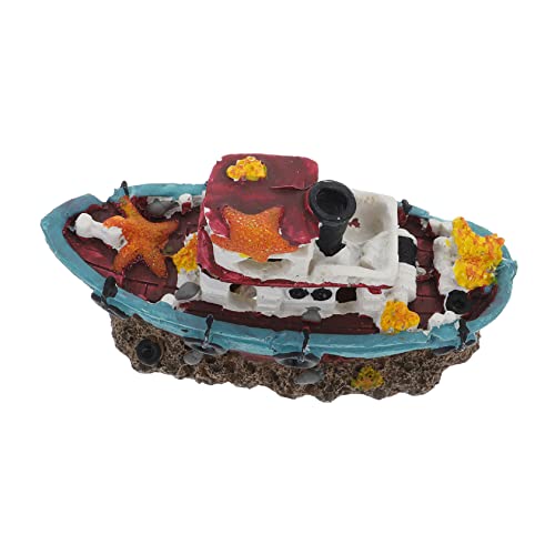 FUTUREORYY Aquarium Schiffswrack Dekoration aus Hochwertigem Harz Lebensechte Simulation für Fischbehälter und Teiche Langlebiges und Sicheres Zubehör für Aquarienlandschaften von FUTUREORYY