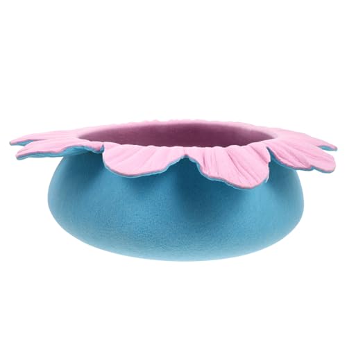 FUTUREORYY Chrysanthemennest Katzenbetten Für Plüsch Liebenswert Form Katze Schlafkissen Katzennest Modern Katzenbett Aus Leinen Runden Blume Drinnen Liege Filzstoff Blau Zufällige Farbe von FUTUREORYY