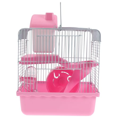 FUTUREORYY Doppelstöckiger Hamsterkäfig Kleines Haustierhaus Atmungsaktiv Sicher Komfortabel für Hamster Ratten und Kleine Tiere Rosa von FUTUREORYY