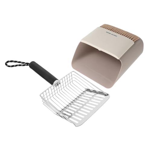 FUTUREORYY Edelstahl Katzentoilettenschaufel mit Abnehmbarem Halter Ergonomischer Griff Vielseitig für Katzenstreu Gartenboden und Sand Kompakt Langlebig mit Praktischem Aufbewahrungsständer von FUTUREORYY