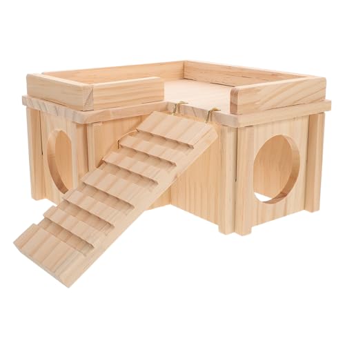 FUTUREORYY Großes Bartagamen Versteck aus Holz mit Kletterrampe und Sonnenplattform Multifunktionaler Reptilienlebensraum Sicheres Versteck für Eidechsen Leicht zu Reinigen für Terrarien von FUTUREORYY