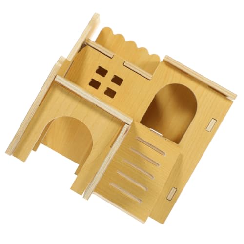 FUTUREORYY Hamster Haus aus Holz mit Kletterleiter Gemütliches Versteck und Rückzugsort für Kleine Nager Wie Hamster Meerschweinchen und Chinchillas Beißfest und Belüftet DIY Bemalbar von FUTUREORYY
