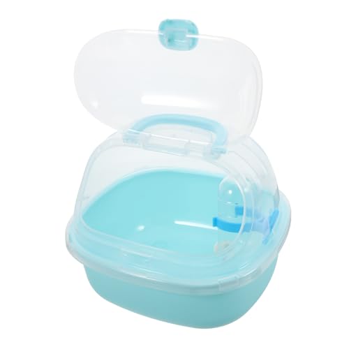 FUTUREORYY Hamster Transportbox Tragbar Robust Klein für Zwerghamster Mäuse Gerbils Sicherer Reisekäfig Transparent Himmelblau von FUTUREORYY
