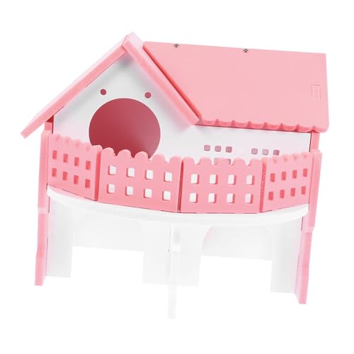 FUTUREORYY Hamsterhaus Zweistöckig mit Balkon Kleines Holzhaus für Zwerghamster Spielhaus und Versteck für Kleintiere Sicher und Langlebig Innenbereich von FUTUREORYY