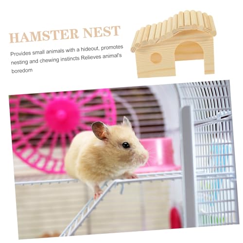 FUTUREORYY Hamsterhaus aus Natürlichem Holz DIY Kleintier versteck mit Schlafnest Balkon Futterstation und Leiter Geeignet für Zwerghamster Mäuse Meerschweinchen und Kleine Nagetiere Einfach von FUTUREORYY