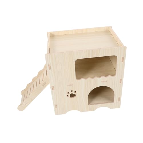 FUTUREORYY Hamsterhütte Aus Massivholz Kleine Unterschlupfhäuser Leiter Versteck Röhren Lebensräume Klettergehege Hamsterspielzeug Meerschweinchen Verstecktes Spielnest Gemütlicher von FUTUREORYY