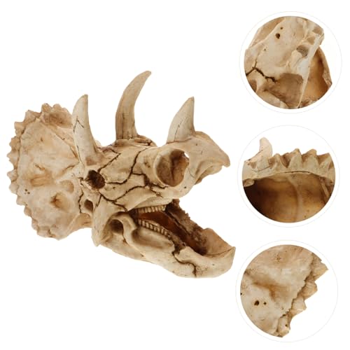 FUTUREORYY Harz Dinosaurier schädel Versteck Höhle Reptilienversteck für Bartagamen Aquariumdekoration Natürlicher Unterschlupf Robust und Sicher von FUTUREORYY