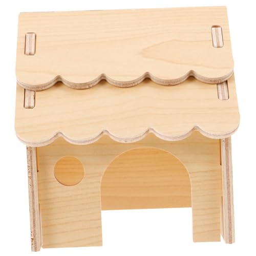 FUTUREORYY Holz Hamsterhaus mit Glatter Oberfläche Kleines Nager Versteck für Hamster und Meerschweinchen Sicherer Rückzugsort und Spielhaus für Innenkäfig Fördert Bewegung und Beschäftigung von FUTUREORYY