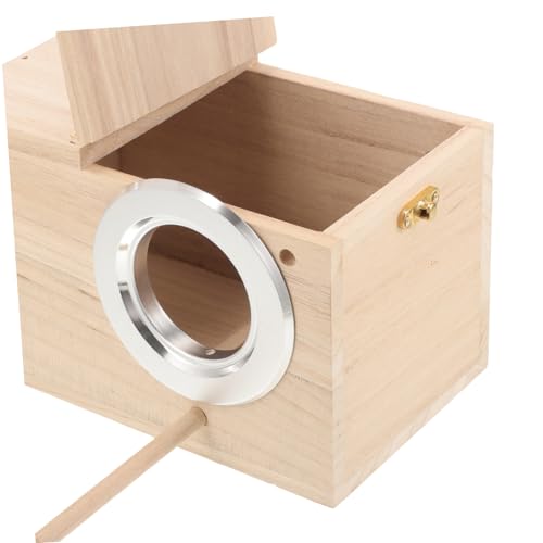 FUTUREORYY Holz Nistkasten Vogelbrutbox für Wellensittiche Parakeet Zuchtbox aus Naturholz mit Rechts Offenem Eingang Wetterfestes Vogelhaus zur Vogelzucht und Balkon Garten Dekoration von FUTUREORYY